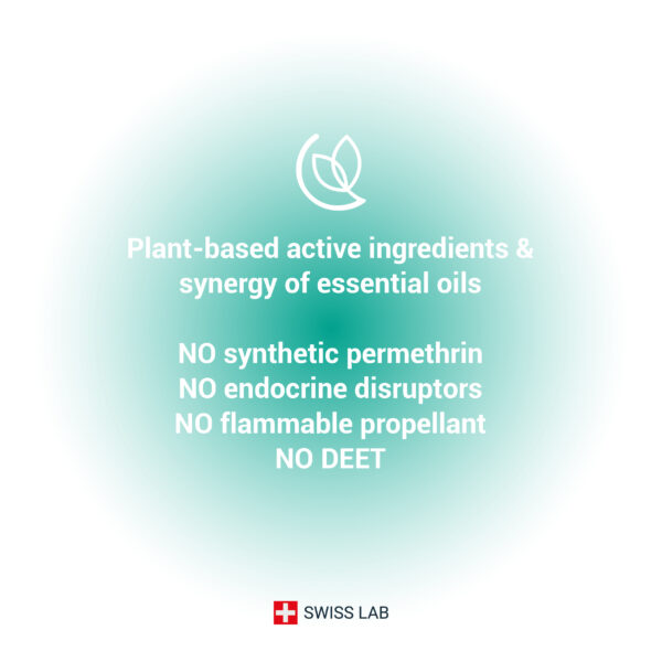 Plant active ingredients & essential oil synergy - NO synthetic permethrin, NO DEET, NO endocrine disruptors, NO flammable propellant.