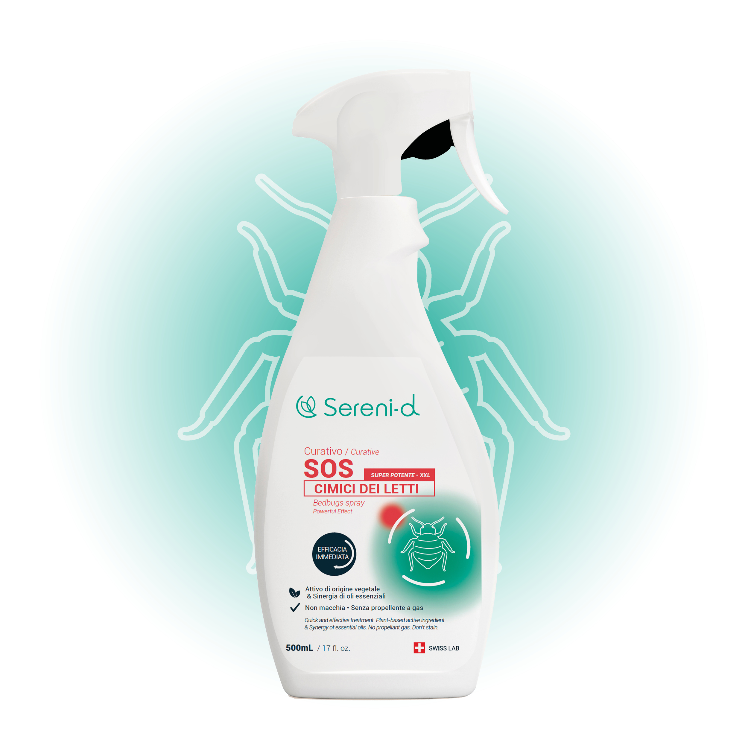 Swiss Lab Sereni-d Spray Anti-Cimici Da Letto 500 Ml – Repellente Biocida TP19 Testato In Laboratorio