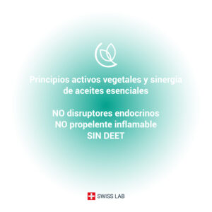 Principios activos vegetales y sinergia de aceites esenciales - SIN permetrina sintética, SIN DEET, SIN alteradores endocrinos, SIN propelente inflamable.